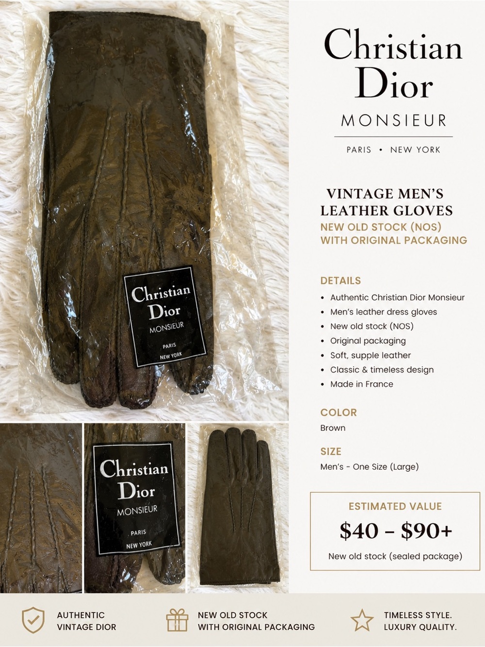 Dior Monsieur Brown Leather Men's Gloves